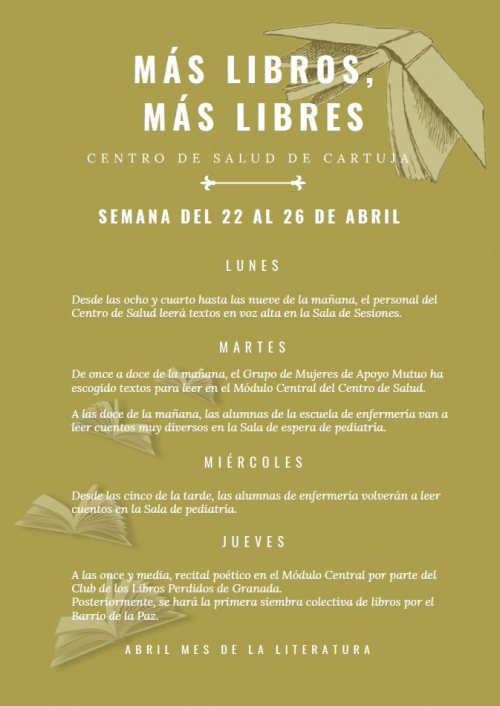 El Centro de Salud de Cartuja realiza actividades con motivo del mes de la Literatura
