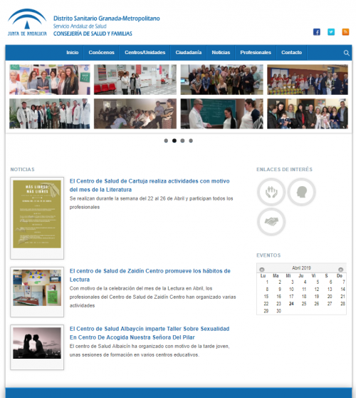 La página web del Distrito Sanitario Granada-Metropolitano recibe en el Primer trimestre del año 2019 más de 22.000 visitas.