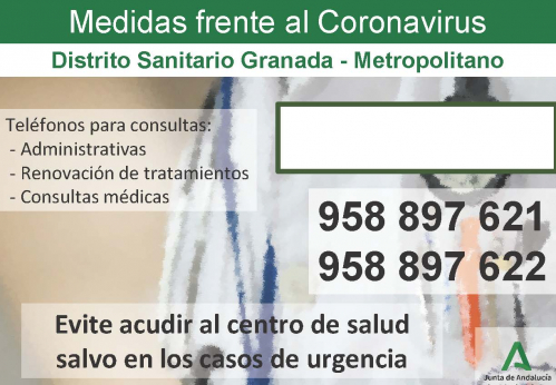 El Distrito Sanitario Granada Metropolitano habilita tres Call Center  para consultas administrativas,  renovación de tratamientos y consultas médicas