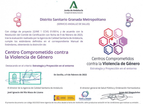 El Distrito Granada Metropolitano consigue la acreditación como "Centro Comprometido contra la Violencia de Género"